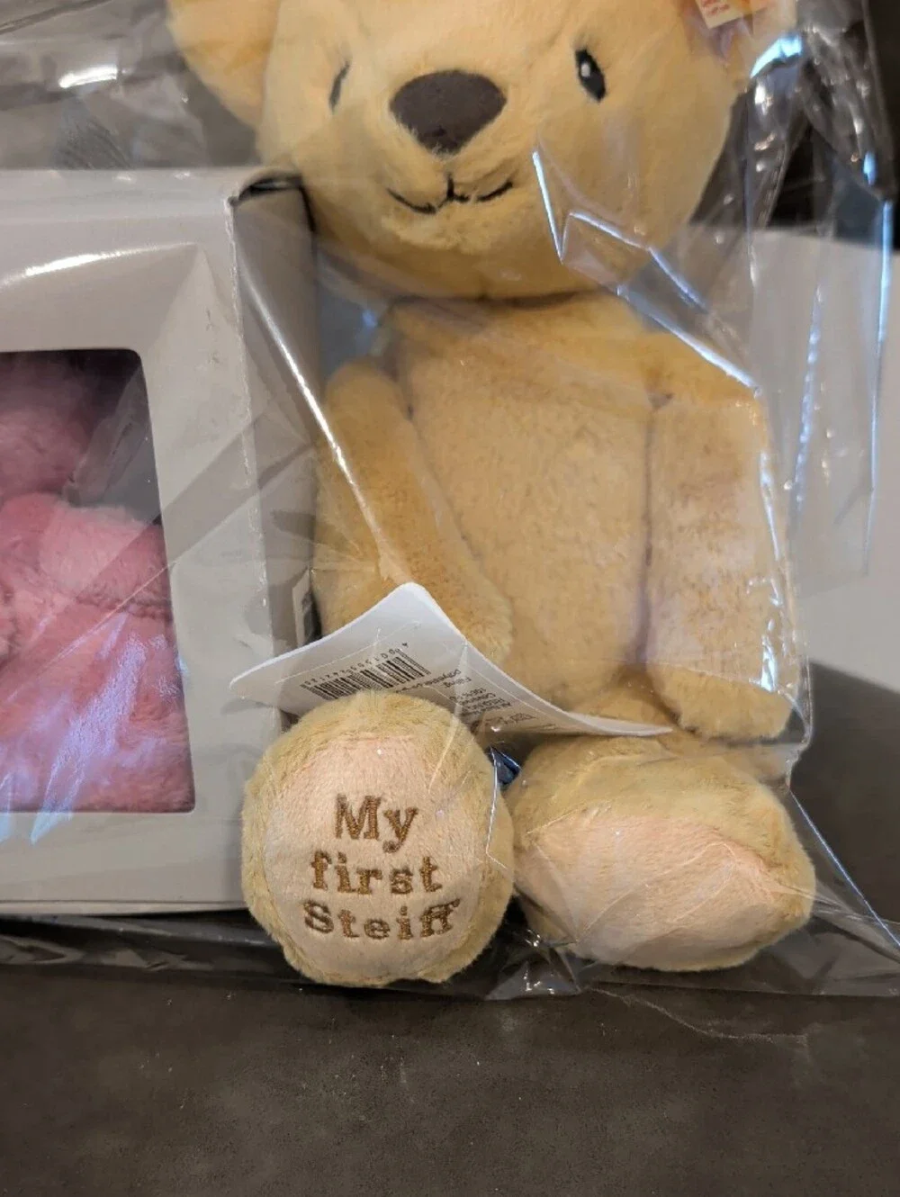 UGG Pink Baby Booties with Steiff First Teddy Bear New with Tags  Great Gift